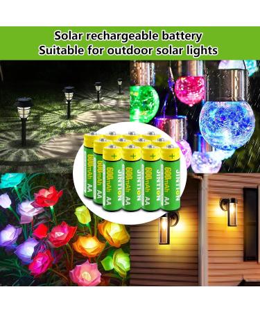 JINTION Rechargeable AA Batteries - 600mAh Ni-MH 1.2V Pre-Charged for Solar Lights & Garden Use - 12 Pack - Buy Online on GoSupps.com