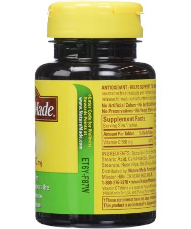 Nature Made Vitamin C 500mg with Timed Release Rose Hips Tablets - 60 Count - Buy Online on GoSupps.com