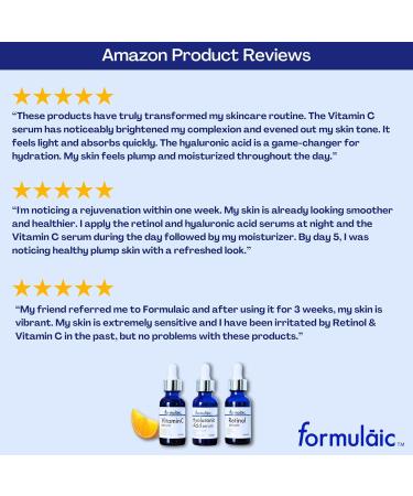 Formulaic Vitamin C Retinol & Hyaluronic Acid Serums Box Set | Hydrate Revitalize & Even Skin Tone | Perfect Skincare Gift | 3 Fl Oz - Buy Online on GoSupps.com