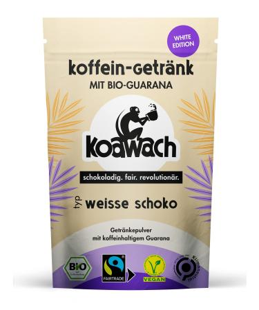 koawach Koawach White Chocolate Powder - Organic Vegan Chocolate with Guarana Caffeine - Hot or Cold White Chocolate - Energy Drink Powder