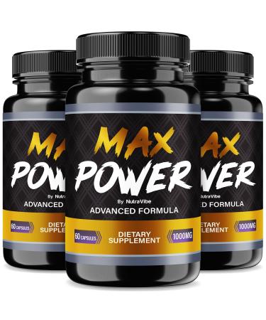 (3 Pack) Max Power Capsules MaxPower Powerful Formula with Natural Ingredients for Stamina Energy & Daily Performance | Easy-to-Swallow Pills Official Reviews 90 Day Supply (180 Capsules)