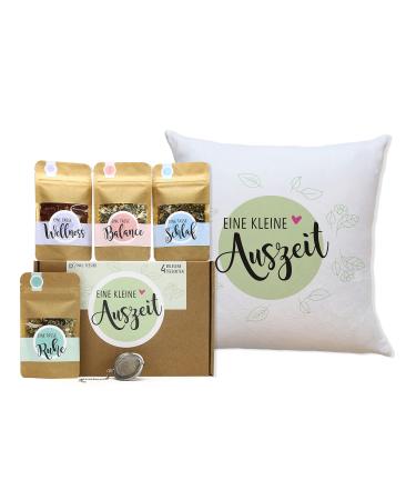 OWLBOOK A little time-out tea gift set Mother's Day gift with 4 different types of tea and tea egg + pillows gifts for women for Mother's Day Christmas with pillows