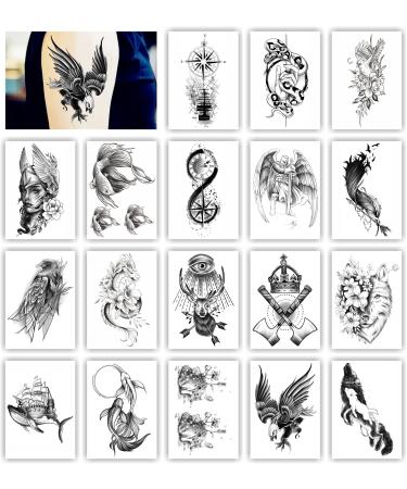 Womaha Plain Color Series 18 Sheets A5 Temporary Tattoos for Adults Matte Fake Tattoo Stickers