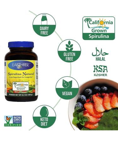 Earthrise  Spirulina Natural 6.4oz powder Natural Premium Spirulina from California- Vegan Gluten Free Keto Friendly Non -GMO Super Food high in vitamins & minerals. - Buy Online on GoSupps.com