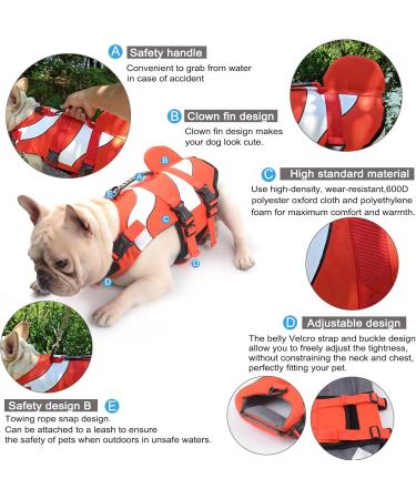 Hofrenchies Dog Chest Hair Hoi Schwimmewest - Pet Safety Bathing Suit Lifeguard Vest for French Bulldog (Size M Clownfish) - Shop Now! - Buy Online on GoSupps.com