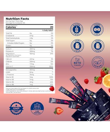 Calm Magnesium Glycinate Powdered Drink Mix with Electrolytes Sugar Free with Ashwagandha, L-Theanine, Vitamin B6 & GABA Cortisol Support, Stress Relief, Hydration & Focus - 30 servings (Variety) Variety Pack 6.3 Ounce  - Buy Online on GoSupps.com