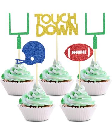48 Pieces Football Cupcake Toppers Rugby Ball Cake Toppers Rugby Football Cake Decorations for Birthday Baby Shower Party Supplies - Buy Online on GoSupps.com