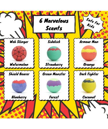 Superhero Bath Bombs for Kids - Set of 6 Handmade Fizzies Moisturizing Bubble Formula - Kids Bath Bombs - Bath Bombs for Boys - Bath Bombs - Perfect for Birthday Christmas Easter Halloween - Buy Online on GoSupps.com