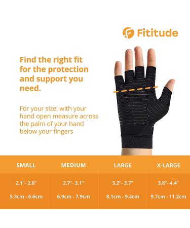 FITITUDE Copper Compression Gloves - Arthritis & Joint Pain Relief | Half Finger, Medium - Buy Online on GoSupps.com