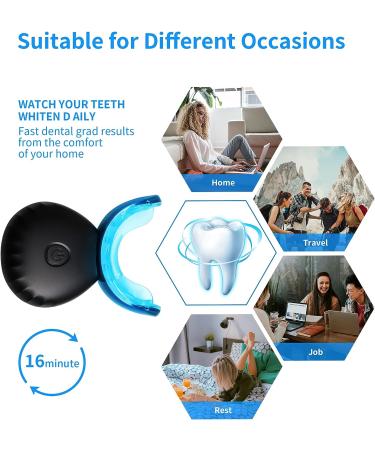 Afranti Home Wireless Teeth Whitening Kit - 16-Point LED Accelerator, Natural Whitening, Stain Removal - 4 Gel Pens, Color Card - Black - Buy Online on GoSupps.com