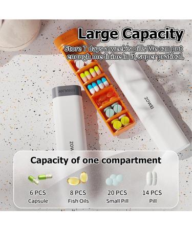 7 Day Pill Organizer - Stylish Weekly Travel Pill Case for Vitamins & Medications - Cute Orange Daily Pill Box - Buy Online on GoSupps.com