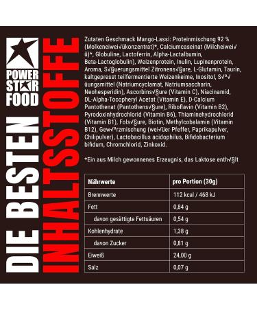 Powerstar Super Hi Pro 128 - Multi-Component Protein Powder Mango Lassi 1kg | 80% Protein | Muscle Building | Low Carb Shake - Buy Online on GoSupps.com