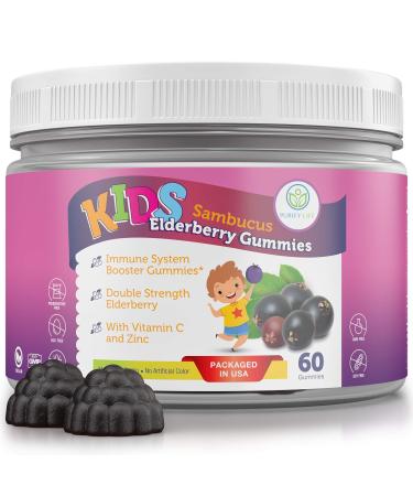Easy Chew Elderberry Gummies for Kids & Toddlers (60 Day Supply) Sambucus Elderberry Gummies with Zinc & Vitamin C - Allergy  Sniffles  Cough & Cold Relief - Supplement Replace Capsules Pills Tablets