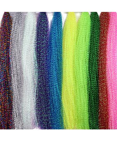 PHECDA PROFLY 10 Pack Crystal Flash Line Fly Tying Material for Fishing Lure Flies 10 Colors Crystal Flash-SET A