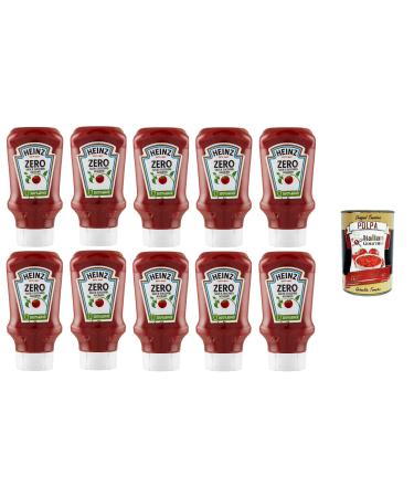 Heinz Salsa Tomato Ketchup Zero without salt and added sugar 10 x 425 g + Italian Gourmet Polpa 400 g