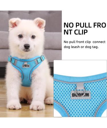 Rennaio No Pull Dog Harness & Leash Set - Adjustable Padded Chest Harness for Small & Medium Dogs - Sky Blue (M) - Breathable Design & Includes Puppy Dishes - Buy Online on GoSupps.com