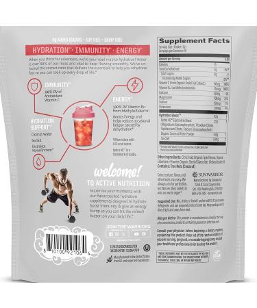 Sunwarrior Hydration Powder - Strawberry Colada Electrolyte Packets | Vegan Sugar-Free | 18 Stick Packs B12 & Elderberry | Active Hydration - Buy Online on GoSupps.com