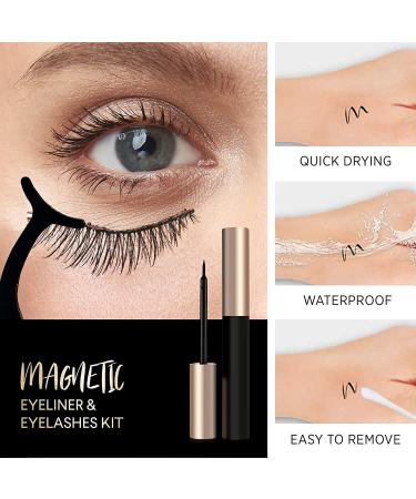 EasbeautyNaturals Magnetic Eyelashes with Eyeliner Kit - 5 Pairs of Natural False Lashes, Easy to Wear with Tweezers - Buy Online on GoSupps.com