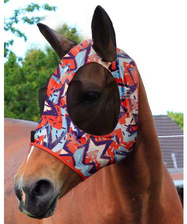 Harrison Howard Stretable horse mask with UV protection super comfortable gently to skin and breathable geometric motif orange XL extra full size extra full (extra large) orange geo printing