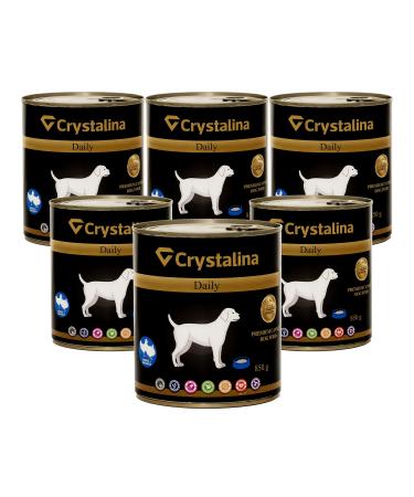 Crystalina Daily Premium Adult Dog Food with Turkey and Chicken | Canned Dog Food | High Meat Content up to 87% | Wheat Free | 6 Pack (6 x 850 g)
