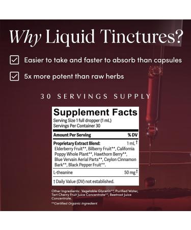 Apoth kary Wine Down Natural Sleep and Relaxation Support Alcohol-Free Red Wine-Inspired Herbal Liquid Drops Consists of Blue Vervain Tart Cherry and California Poppy 1 oz 30 Servings 30ml - Buy Online on GoSupps.com