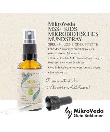 Microveda M33 Kids 50ml Bio Microbiotic Oral Spray - 100% Vegan Peppermint Flavor Fermented with Probiotics - Buy Online on GoSupps.com