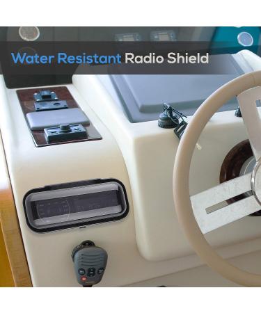 Pyle PLMRCB1 Water Resistant Marine Stereo Cover - Smoke Colored Boat Radio Protector Shield with Flip-up Door & Mounting Gasket - Buy Online on GoSupps.com