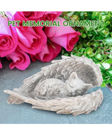 Vehoukli Cat Memorial Gifts Memorial Stone Cat Dog Grave Stones Pet Bereavement Gifts with Angel Wings Resin Statue For Sleeping Pets Dog Cat Memorial Bere(CAT) - Buy Online on GoSupps.com