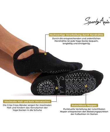 SportyAnis Premium Non-Slip Yoga Socks for Women (2-3 Pairs) - Ideal for Yoga Pilates Dance & Ballet - Black & Grey - Buy Online on GoSupps.com