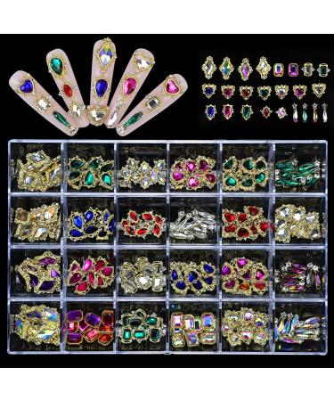Nail Art Rhinestones Kit, Round Beads Flatback Crystals Multi Shapes Glass Crystal Rhinestones for Nail Art Makeup Face Decor Crafts Supply (240pcs Diamond)