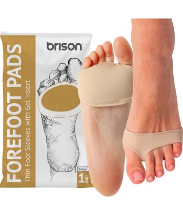Brison Metatarsal Pads for Women Men Ball of Foot Cushion Sleeves Burning Sensations Forefoot Blisters Metatarsalgia Pain Relief Foot Health Care Tight Fitting Feet Small Beige Small