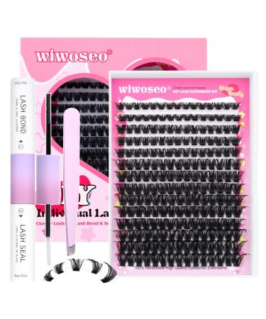 wiwoseo Russian Cluster Lashes Kit Individual Lashes Kit DIY Lash Extension Kit DD Curl Individual Eyelashes with Bond and Seal Lash Glue Russian Lashes Cluster DIY at Home Eyelash Extension Kit G-cluster lashes kit 8-16MM-i - Buy Online on GoSupps.com