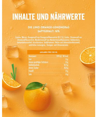 Granini Orange Lemongrass Soda (6x1L) - Refreshing All-Natural Vegan Drink Without Sweeteners & Preservatives - Buy Online on GoSupps.com