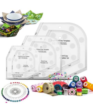 Bowl Cozy Template Set with 3 Sizes and Cutting Ruler - Sewing Pattern, 40 Pins, User Manual Included - Buy Online on GoSupps.com