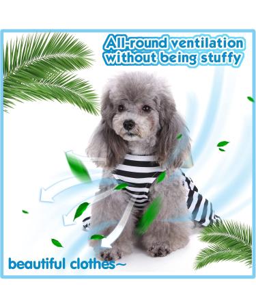 Elegant Petcute Dog Dress - Summer Tutu for Little Dogs with Bowknot & Flower Design | XS Black & White Stripes - Buy Online on GoSupps.com