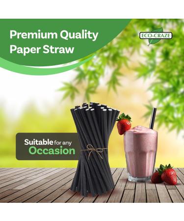 Eco-Craze - 8" Ind. Wrapped Milkshake Straws - Paper - Black - 6mm 250 ct 8" Black - Buy Online on GoSupps.com