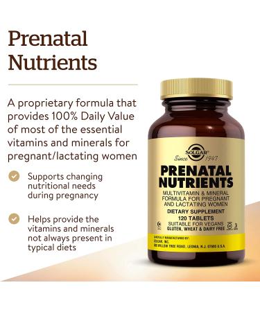 Solgar Prenatal Multivitamins & Minerals - 120 Tablets | Best for Pregnant Women - Buy Online on GoSupps.com
