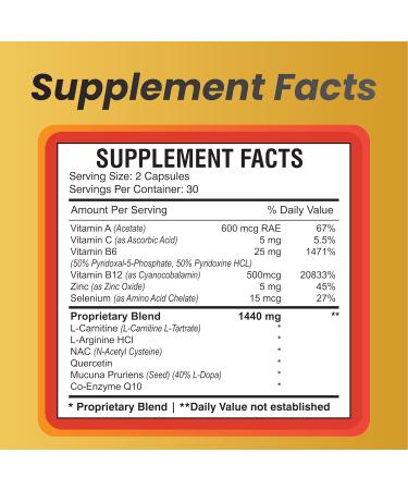 Motility Max Supports Sperm Motility & Reproductive Health Promotes Healthy Blood Flow Libido & Testosterone Levels Antioxidant Formula with L-Arginine L-Carnitine & Essential Nutrients 60 Capsule - Buy Online on GoSupps.com