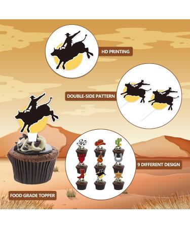 Yoqipati 72PCS Western Cowboy Cupcake Toppers HorseShoe Cowboy Hats Boots Bull Cactus Cupcake picks for Rodeo Western Baby Shower Boy Birthday Party Cake Decorations Supplies - Buy Online on GoSupps.com