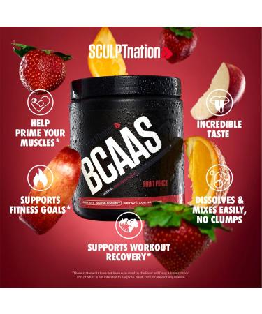 Sculpt Nation BCAA Powder by V Shred - Powerful Amino Acids for Recovery & Endurance Fruit Punch Flavor - 30 Servings - International Shipping Available - Buy Online on GoSupps.com