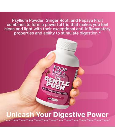 Poop Like a Champion Constipation Relief Capsules - Acai Psyllium Husk Ginger Root Chlorella Prebiotic Blend 60 Capsules Supports Bowel Movement Promotes Gut Health Supplement - Buy Online on GoSupps.com