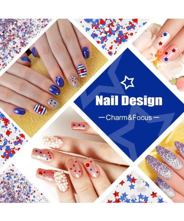 Independence Day Nail Glitter - 4th of July Red Blue Silver Sequins for Women and Girls - Buy Online on GoSupps.com
