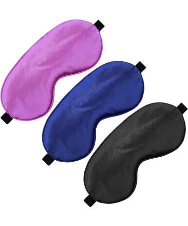 3Pack Silk Sleep Mask Eye Cover for Night Sleeping - Black Blue Purple - Buy Online on GoSupps.com