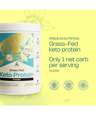 LevelUp Keto Protein with Collagen Peptides Energizing MCT Whey Isolate Protein Ketogenic Protein Powder Supplement - Vanilla Sweet Cream Vanilla Sweet Cream 1 Pound (Pack of 1) - Buy Online on GoSupps.com
