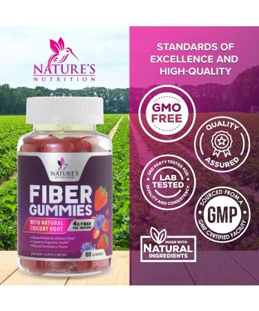 Fiber Gummies 4g - Improved Plant-Based Fiber Supplement with Prebiotics Formula - Daily Digestive Health Regularity & Immune Support - Natural Berry Flavor Gummy Vegan Gluten-Free - 60 Gummies - Buy Online on GoSupps.com
