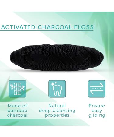 Eco-Friendly Dental Floss | Bamboo Charcoal | Refillable Glass Holder & Vegan Corn Starch Refill | Zero Waste Mint Flavored Floss - Tiny Panda - Buy Online on GoSupps.com