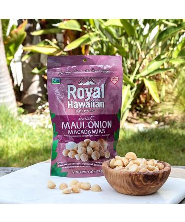 Royal Hawaiian Orchards Sweet Maui Onion Macadamia Nuts - Gluten-Free, Vegan, Non-GMO, Kosher - 4 oz (2 Pack) - Buy Online on GoSupps.com