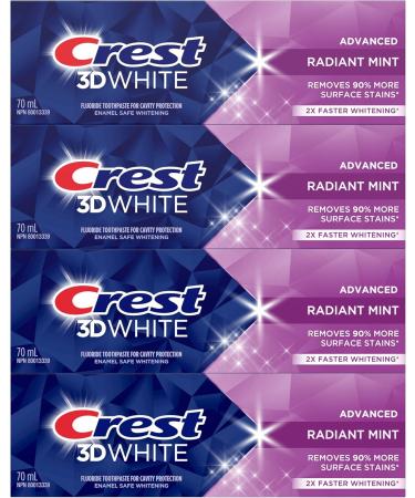 Crest 3D White Toothpaste Advanced Whitening Radiant Mint 280 mL Total (Pack of 4) Mint 3D White Advanced - Buy Online on GoSupps.com