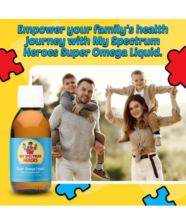 My Spectrum Heroes Fish Oil Supplement for Children - Omega 3 for Neural Assistance Inflammation & Immune Aid - EPA & DHA for Brain & Eye Health - Kids & Adult Liquid Supplement - 5.07oz (150ml) - Buy Online on GoSupps.com
