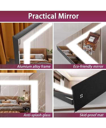 Hasipu Vanity Mirror with Lights 24.2 x 19.7 - LED Makeup Mirror with 10X Magnification, USB Phone Holder, Smart Touch, 3 Colors Dimmable - Square Black 24.2 x 19.7 - Buy Online on GoSupps.com